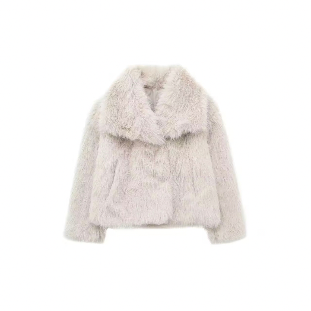 Beige faux fur coat