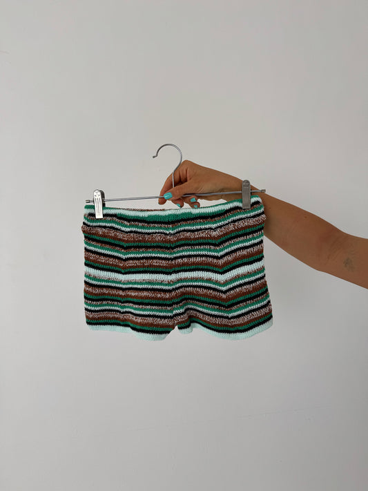 Striped crochet shorts