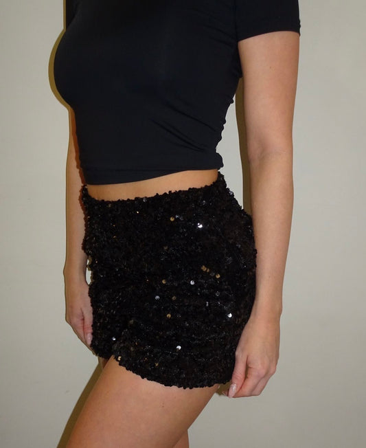 Black sequin shorts