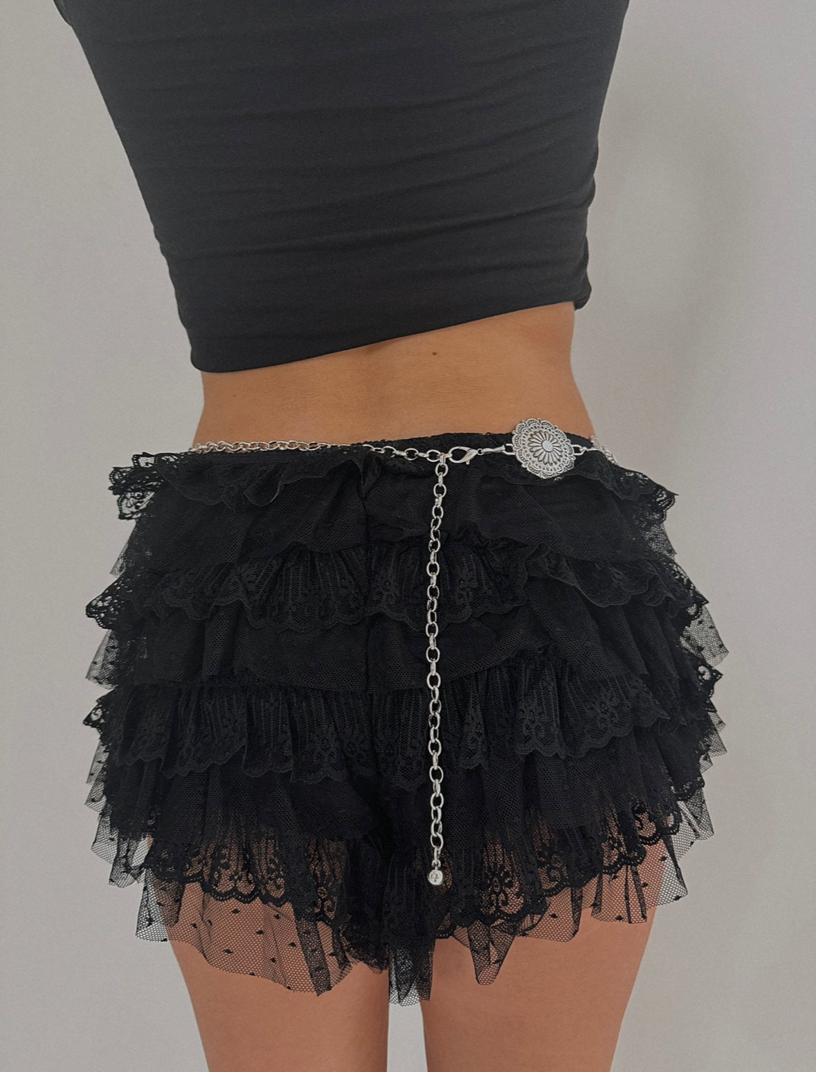 Black Ruffle lace shorts